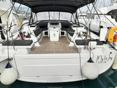 Cockpit of My Way, a Beneteau Oceanis 51.1 sailboat at Athens, Greece