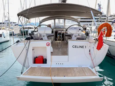 Cockpit of Celine 1, a Hanse 458 sailboat at Marmaris, Turkey