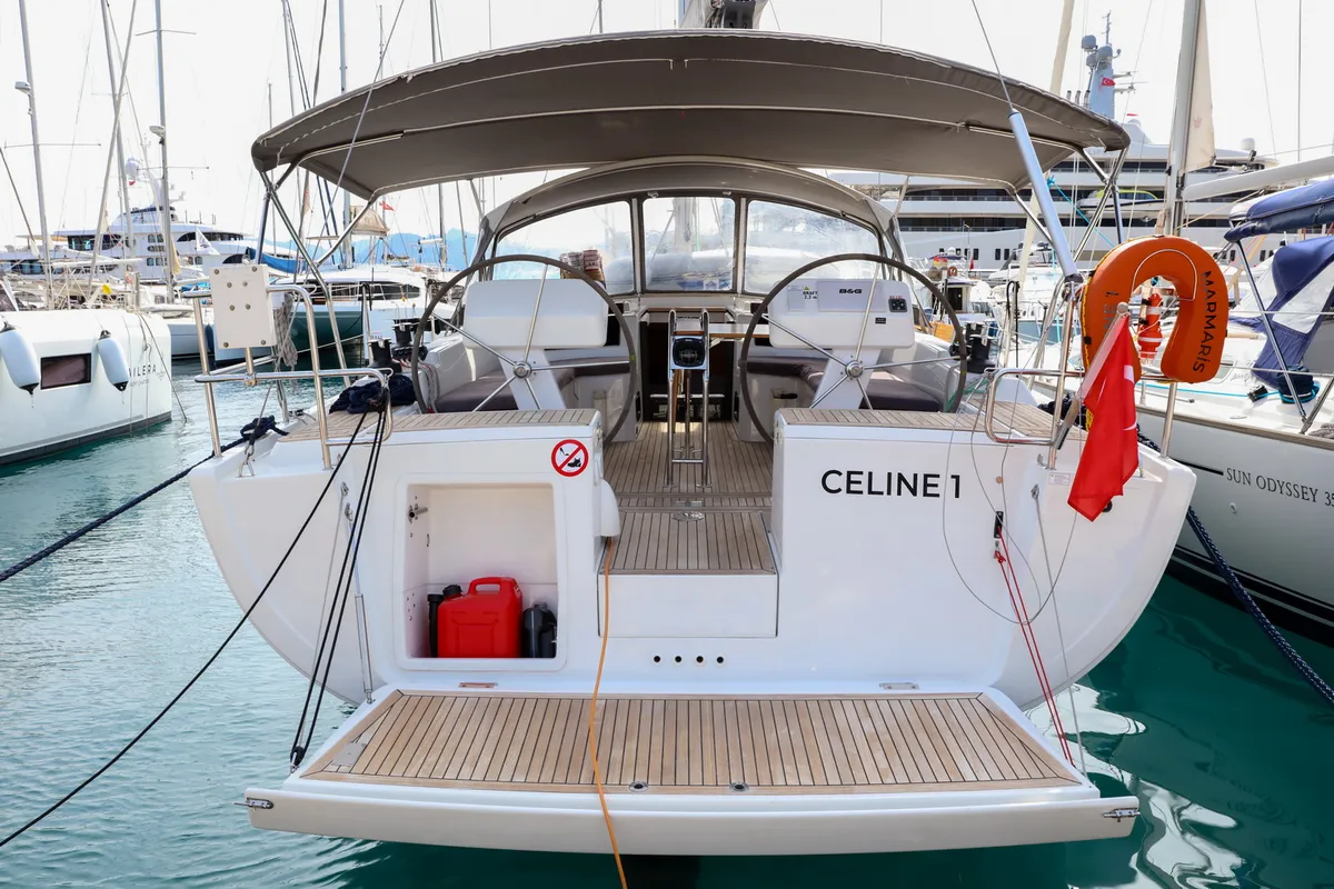 Cockpit of Celine 1, a Hanse 458 sailboat at Marmaris, Turkey