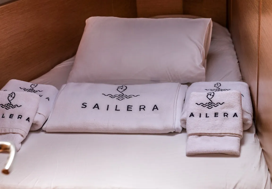 Cabin on Celine 1, a Hanse 458 sailboat at Marmaris, Turkey