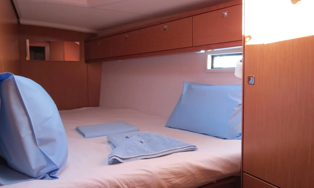 Cabin on Sita, a Bavaria Cruiser 46 sailboat at Fethiye, Turkey