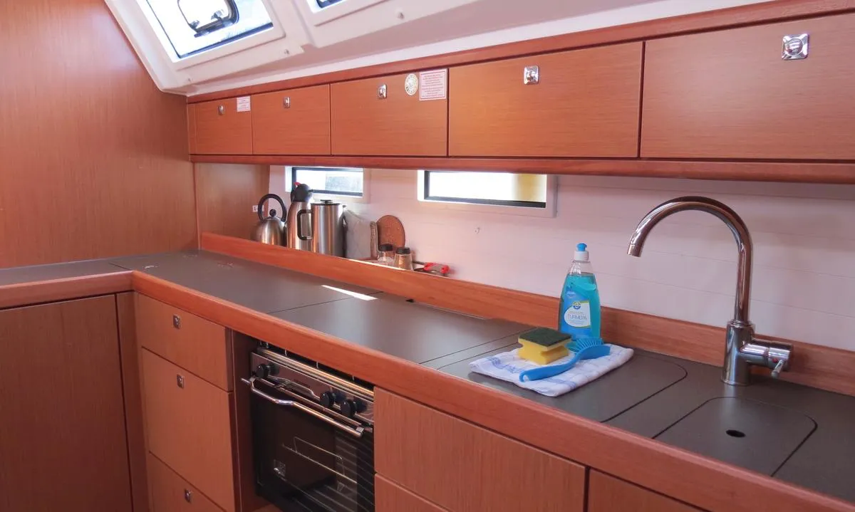 Galley of Sita, a Bavaria Cruiser 46 sailboat at Fethiye, Turkey