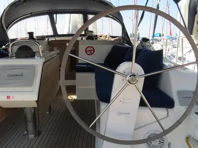 Cockpit of Sita, a Bavaria Cruiser 46 sailboat at Fethiye, Turkey