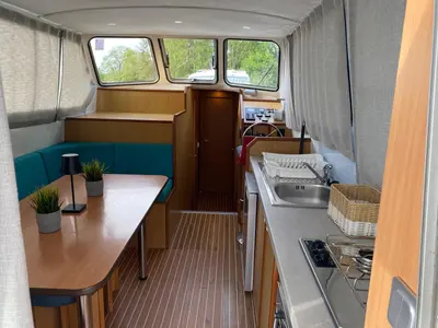 Cockpit of Triton 1050, a motorboat at Mittersheim, France