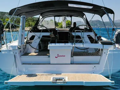 Deck of Janina, a Hanse 460 sailboat at Seget Donji, Croatia