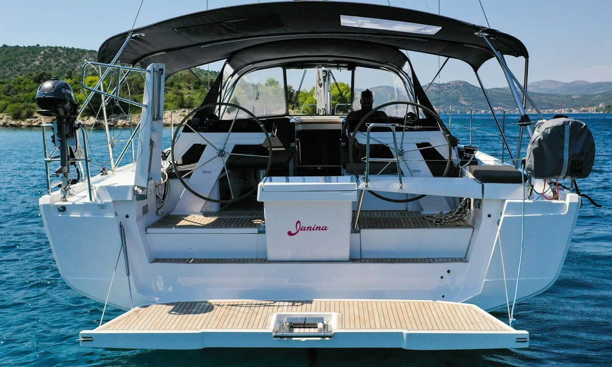 Deck of Janina, a Hanse 460 sailboat at Seget Donji, Croatia