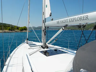 Cockpit of Janina, a Hanse 460 sailboat at Seget Donji, Croatia