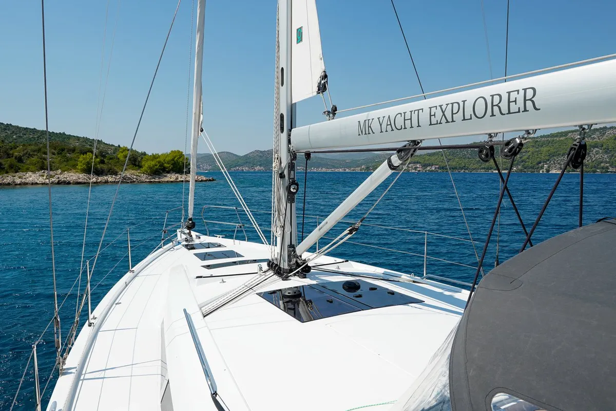 Cockpit of Janina, a Hanse 460 sailboat at Seget Donji, Croatia