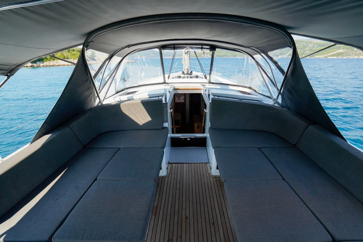 Galley of Janina, a Hanse 460 sailboat at Seget Donji, Croatia