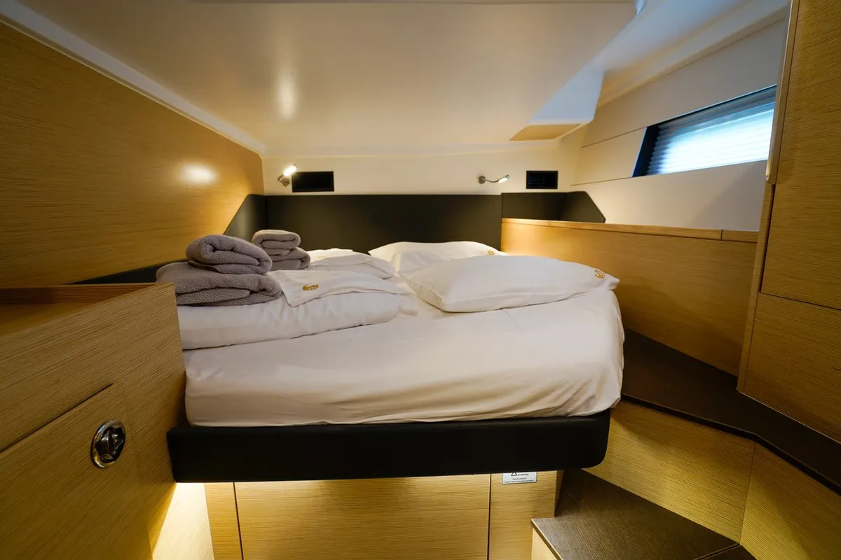 Cabin on Janina, a Hanse 460 sailboat at Seget Donji, Croatia