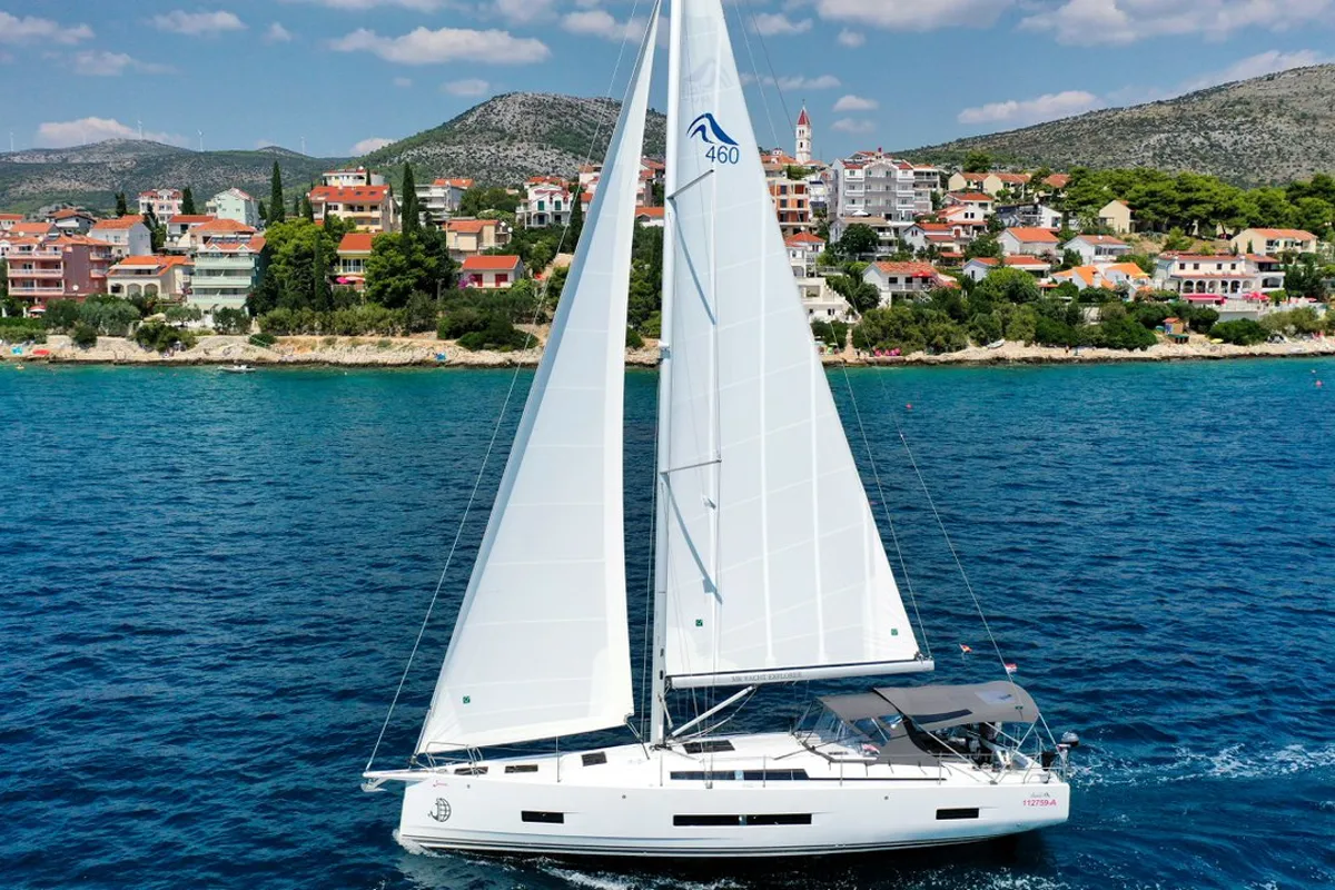 Exterior view of Janina, a Hanse 460 sailboat at Seget Donji, Croatia