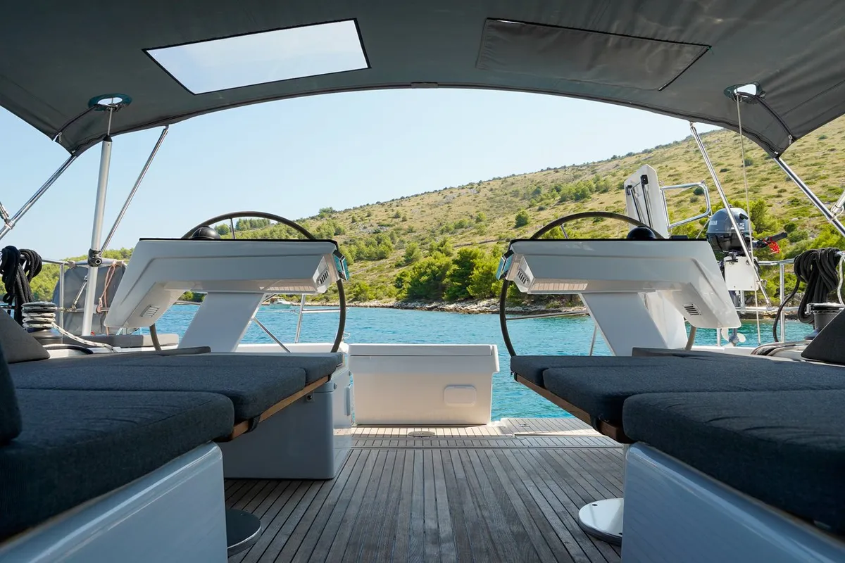 Deck of Janina, a Hanse 460 sailboat at Seget Donji, Croatia