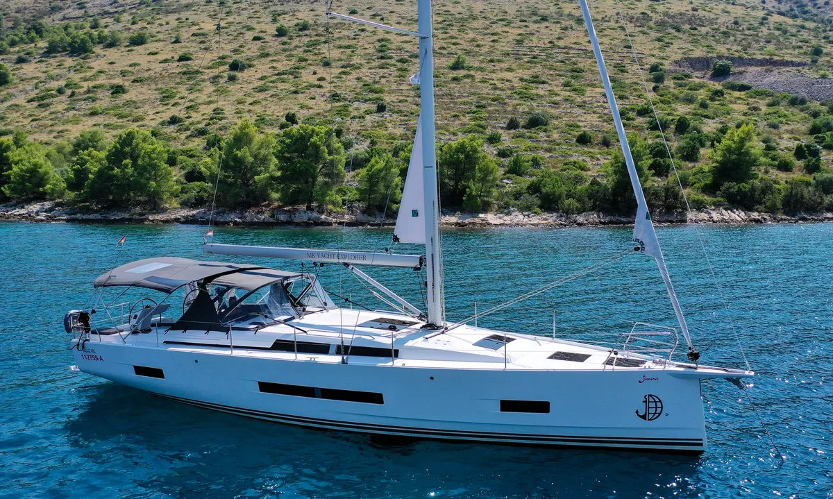 Exterior view of Janina, a Hanse 460 sailboat at Seget Donji, Croatia