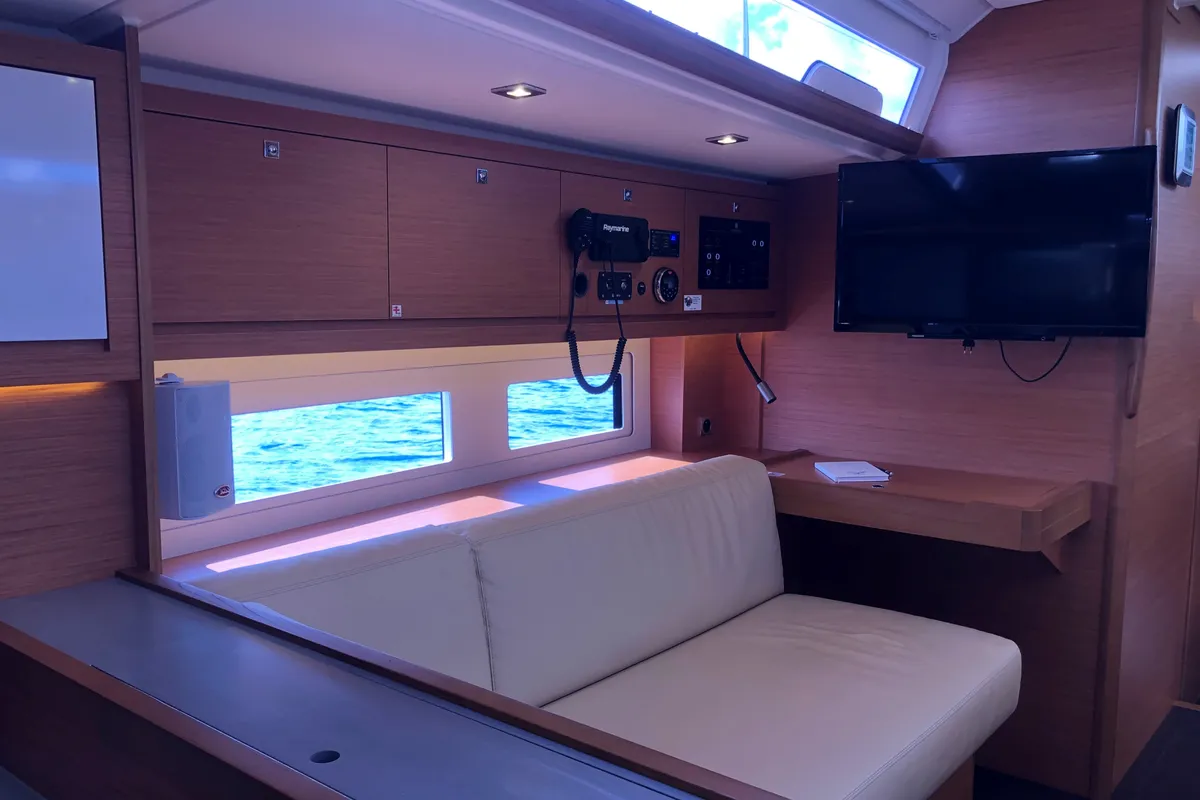 Salon of Gringott, a Dufour 530 sailboat at Olbia, Italy