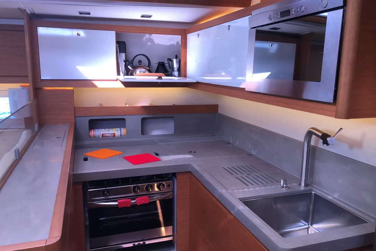 Galley of Gringott, a Dufour 530 sailboat at Olbia, Italy