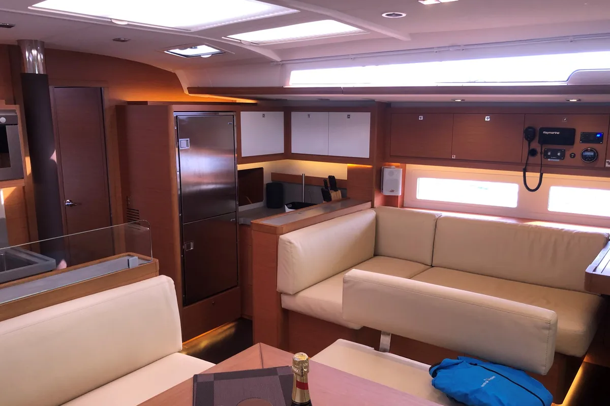 Salon of Gringott, a Dufour 530 sailboat at Olbia, Italy