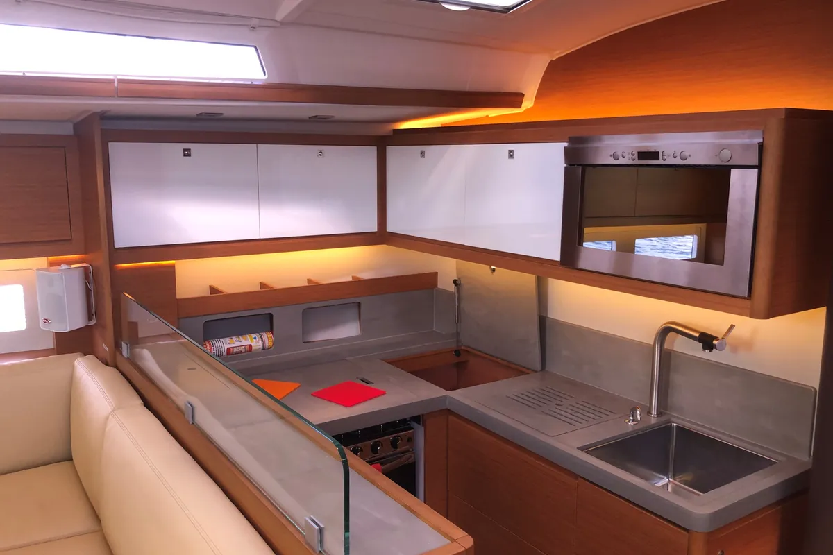 Galley of Gringott, a Dufour 530 sailboat at Olbia, Italy