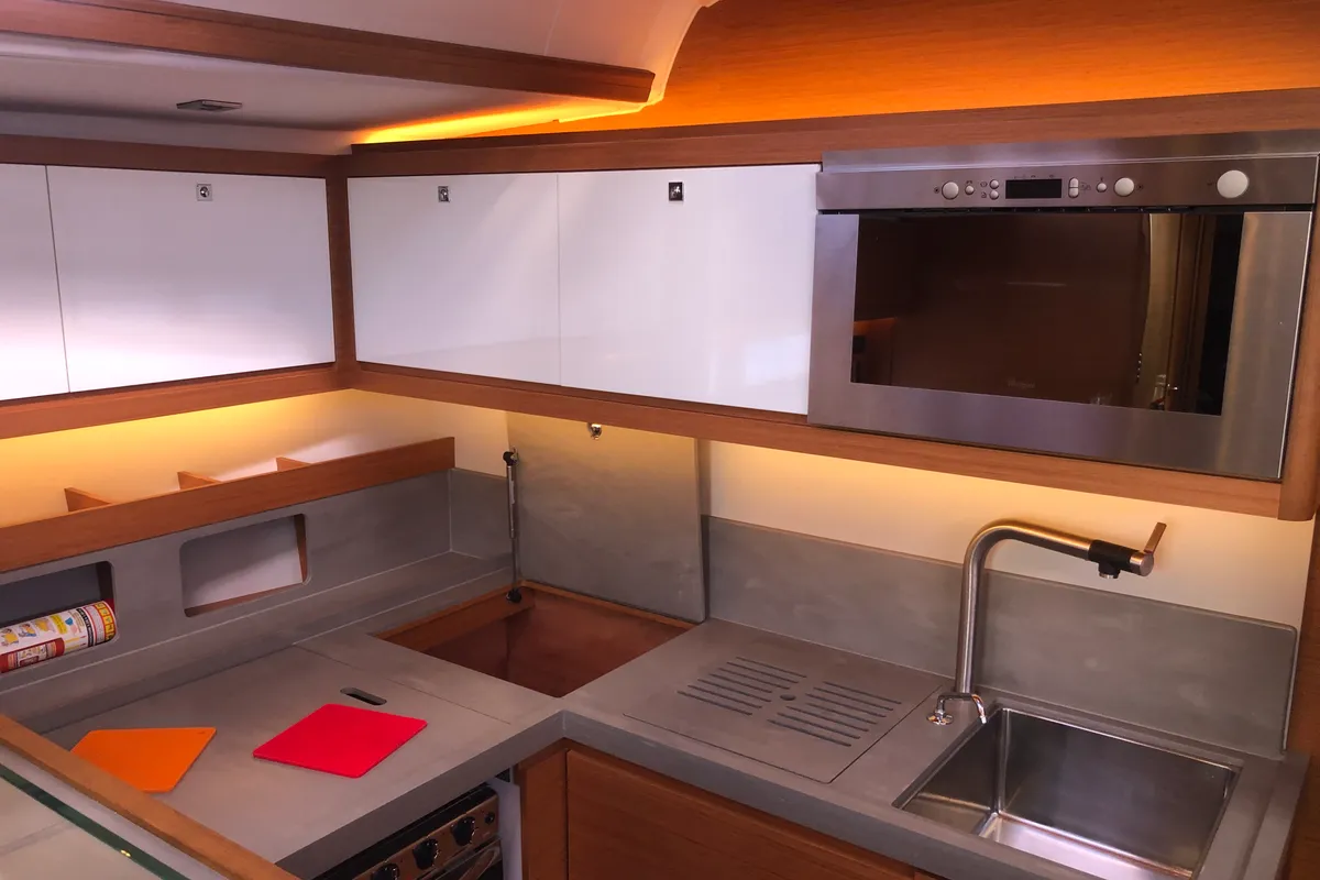 Galley of Gringott, a Dufour 530 sailboat at Olbia, Italy