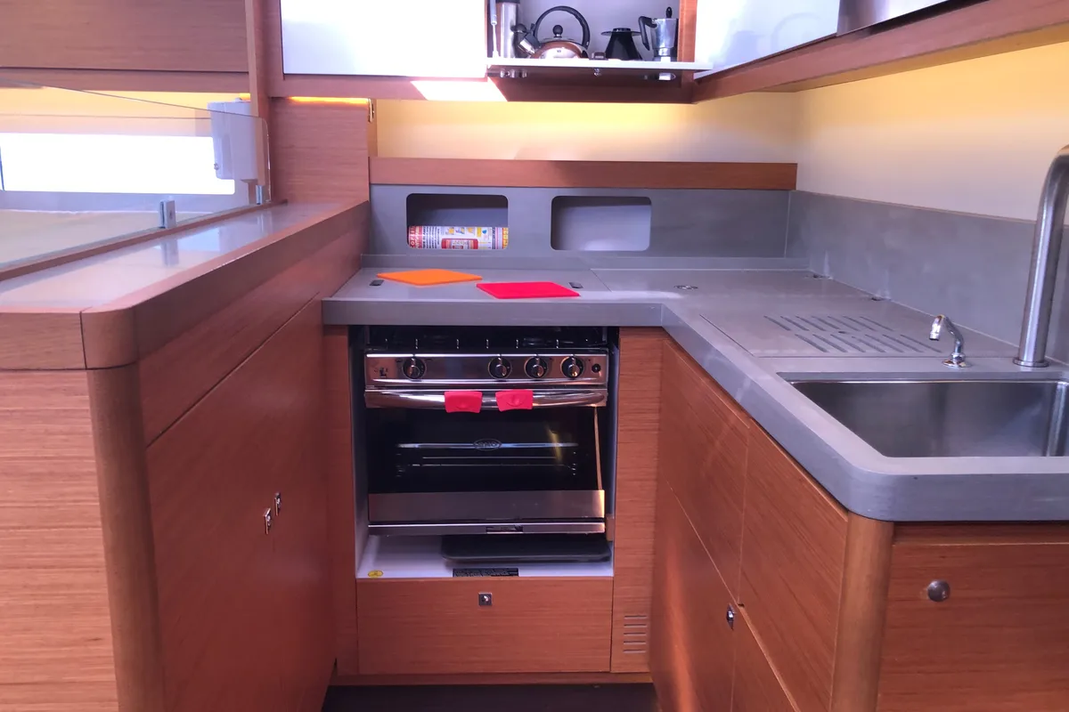 Galley of Gringott, a Dufour 530 sailboat at Olbia, Italy