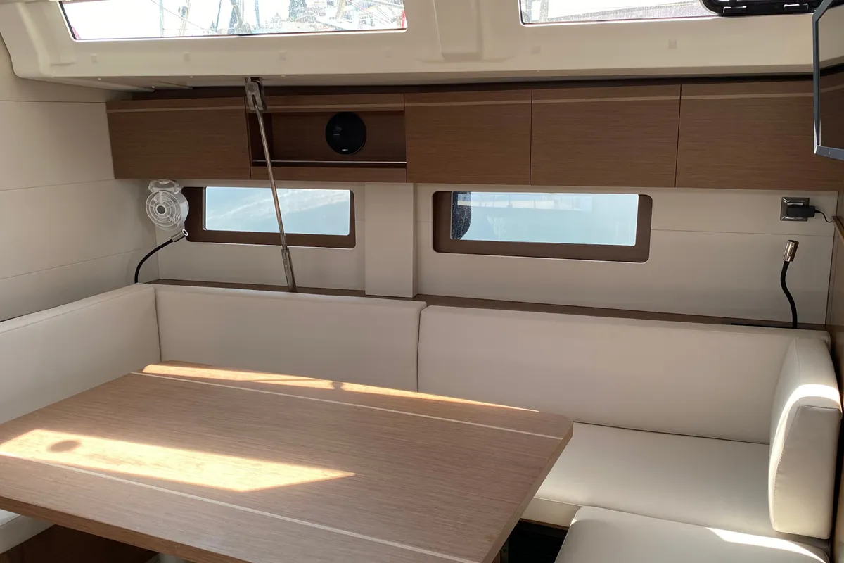 Salon of CAPTAIN GEORGE, a Beneteau Oceanis 51.1 sailboat at Skiathos, Greece