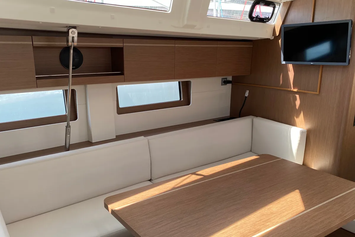 Salon of CAPTAIN GEORGE, a Beneteau Oceanis 51.1 sailboat at Skiathos, Greece