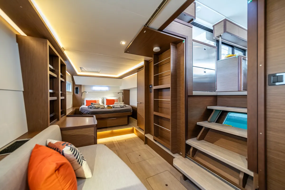 Cabin on LINO, a Lagoon 46 catamaran at Municipal Unit of Lefkada, Greece