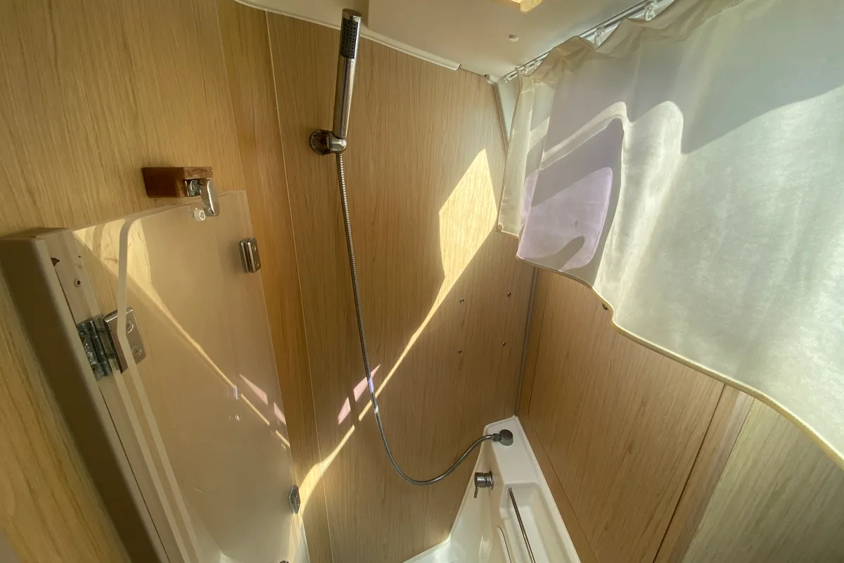 Head on Take a bow, a Beneteau Oceanis 411 sailboat at Road Town, British Virgin Islands