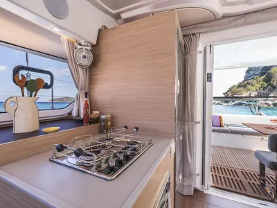 Galley of Northcat L38, a Lagoon 38 catamaran at Sipias Municipal Unit, Greece