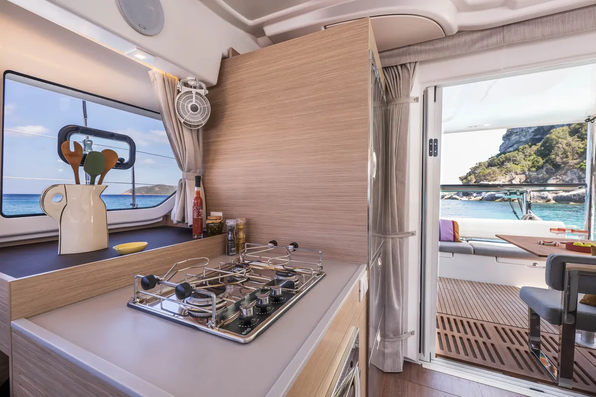 Galley of Northcat L38, a Lagoon 38 catamaran at Sipias Municipal Unit, Greece