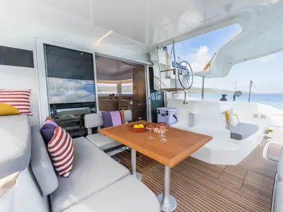 Deck of Northcat L38, a Lagoon 38 catamaran at Sipias Municipal Unit, Greece