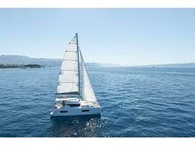 Exterior view of Northcat L38, a Lagoon 38 catamaran at Sipias Municipal Unit, Greece