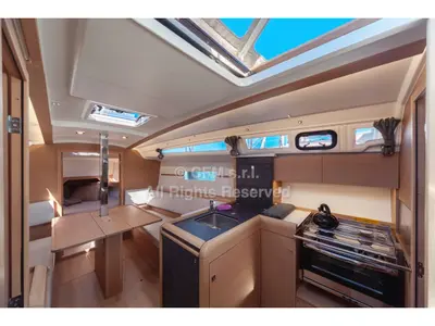 Galley of Marsiglia, a Jeanneau Sun Odyssey 349 sailboat at Capo d'Orlando, Italy