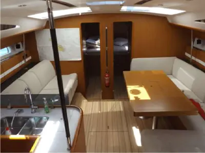 Salon of Big Fella Thanks, a Jeanneau 53 sailboat at Kalkara, Malta