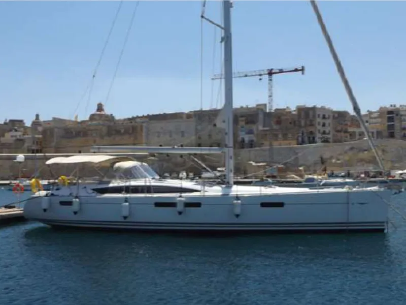 Exterior view of Big Fella Thanks, a Jeanneau 53 sailboat at Kalkara, Malta