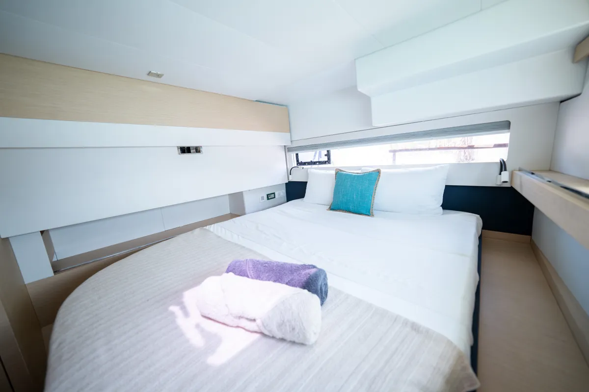 Cabin on Maya Ulu, a Fountaine Pajot Ipanema 58 catamaran at San Blas, Panama