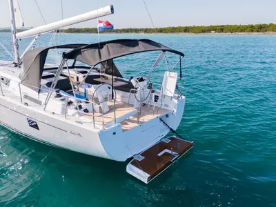 Deck of Mare Estrella, a Hanse 508 sailboat at Grad Šibenik, Croatia