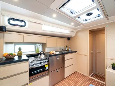 Galley of Mare Estrella, a Hanse 508 sailboat at Grad Šibenik, Croatia