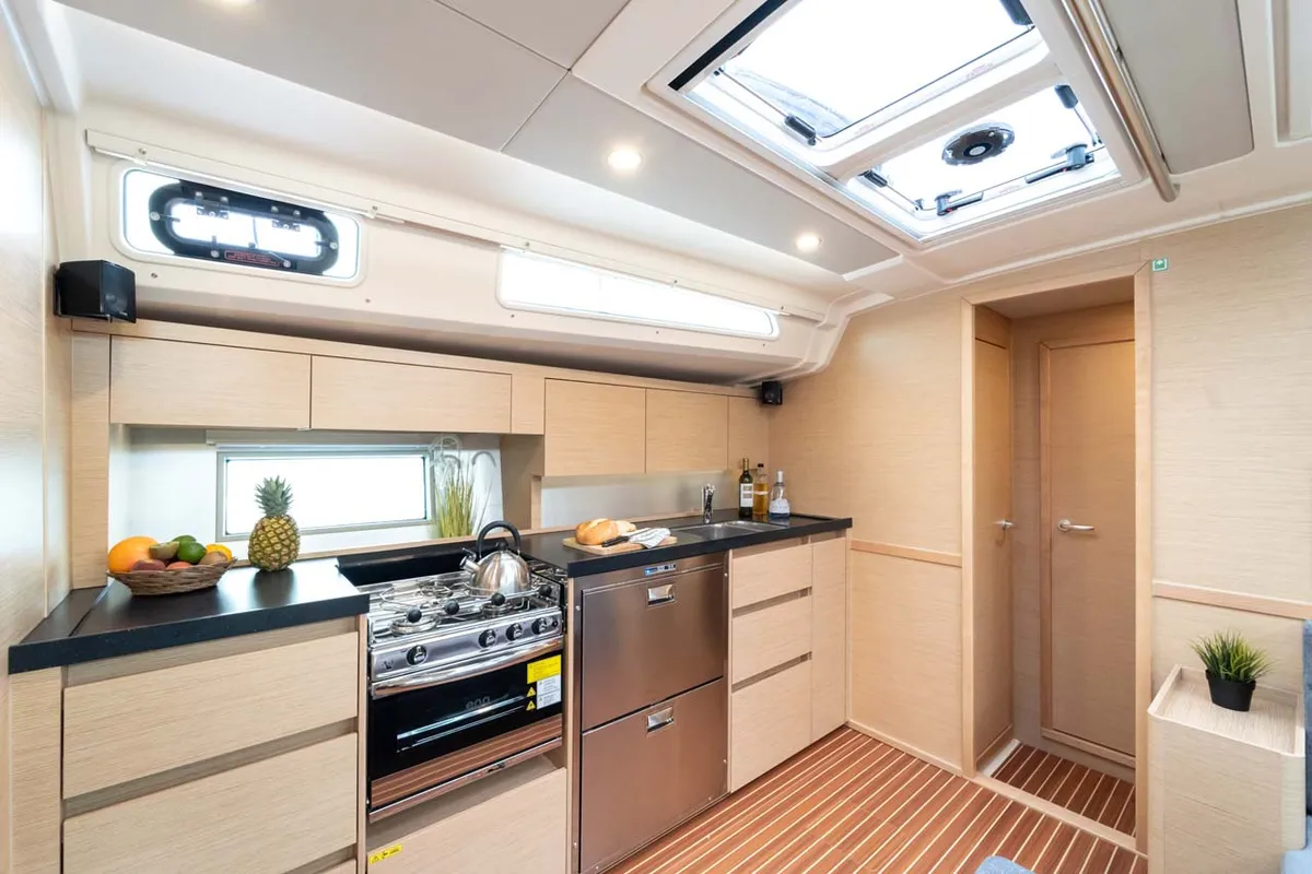 Galley of Mare Estrella, a Hanse 508 sailboat at Grad Šibenik, Croatia