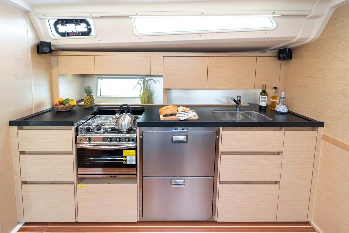 Galley of Mare Estrella, a Hanse 508 sailboat at Grad Šibenik, Croatia