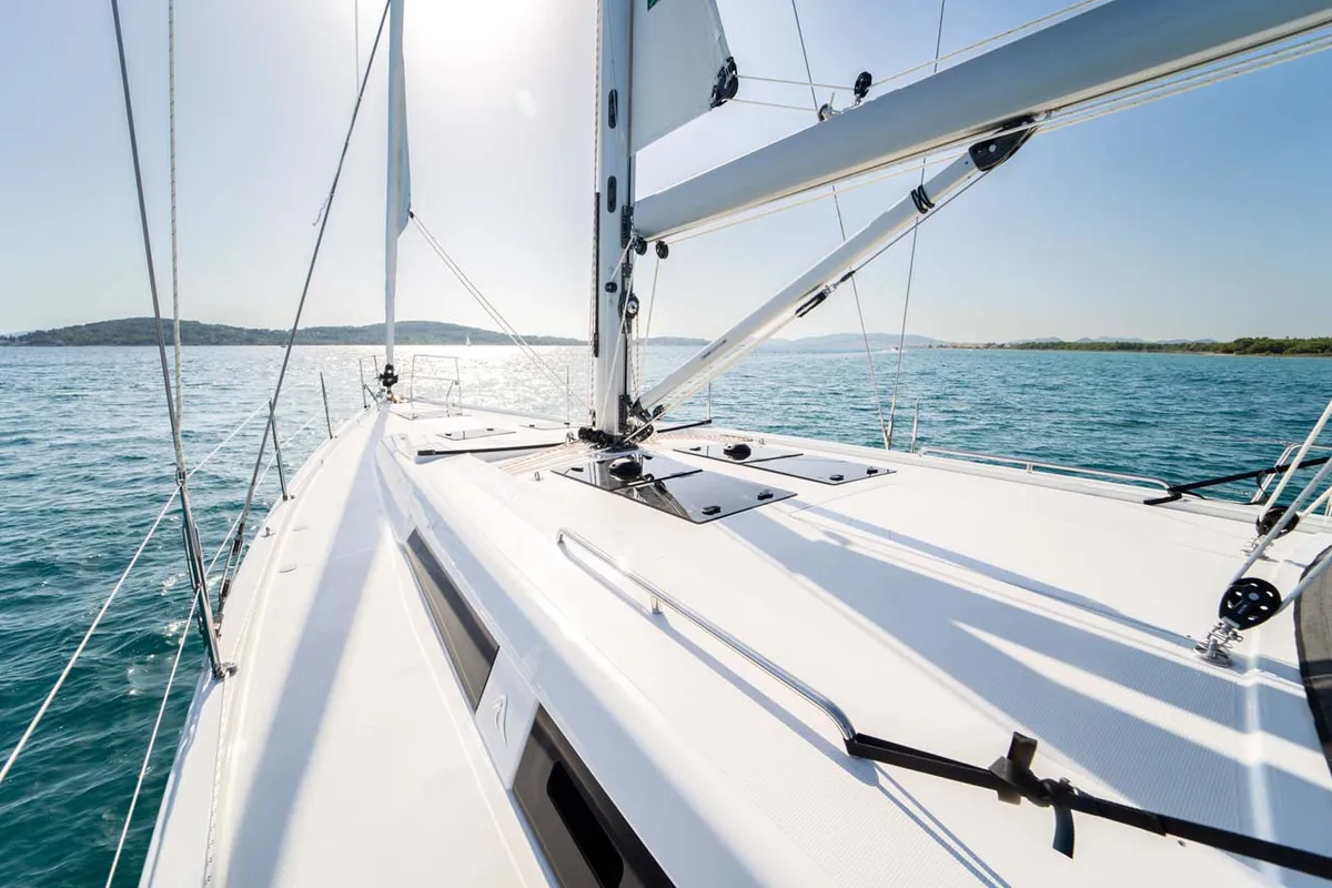 Exterior view of Mare Estrella, a Hanse 508 sailboat at Grad Šibenik, Croatia