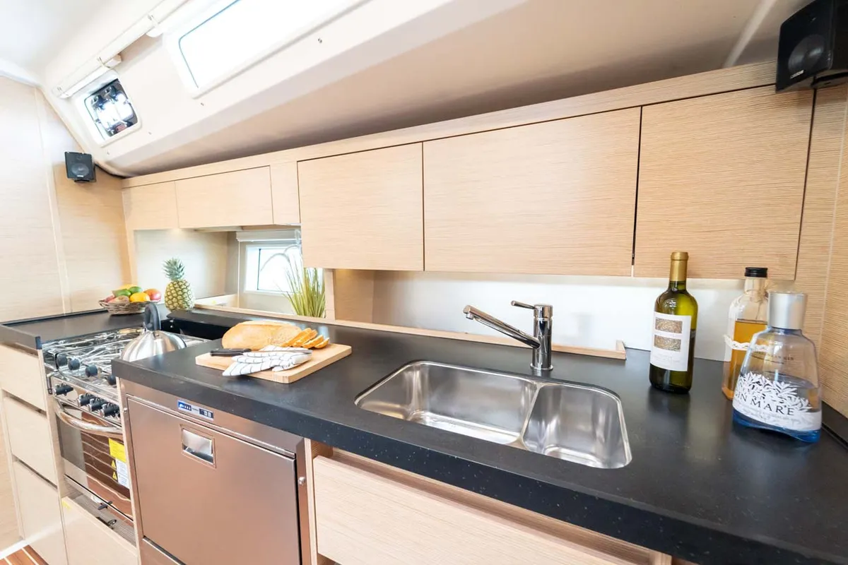Galley of Mare Estrella, a Hanse 508 sailboat at Grad Šibenik, Croatia