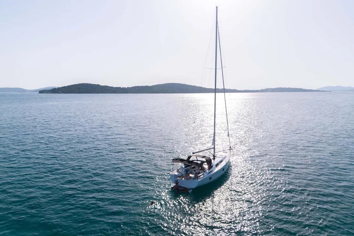 Exterior view of Mare Estrella, a Hanse 508 sailboat at Grad Šibenik, Croatia