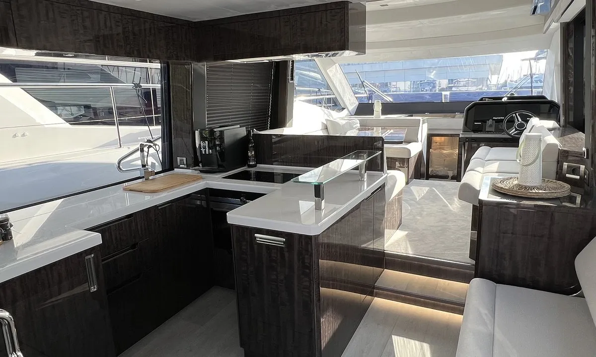 Galley of Champ Atlantis, a Galeon 500 Fly motor yacht at Grad Kaštela, Croatia