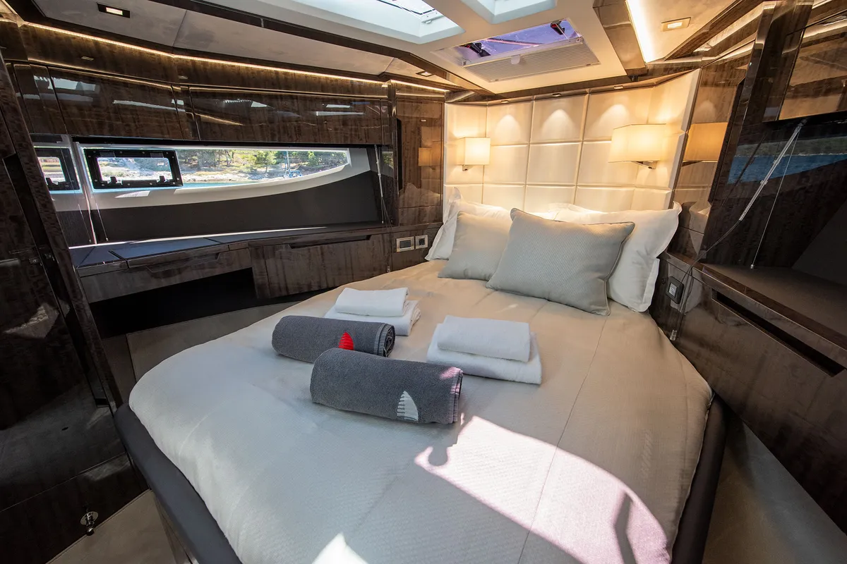 Cabin on Champ Atlantis, a Galeon 500 Fly motor yacht at Grad Kaštela, Croatia