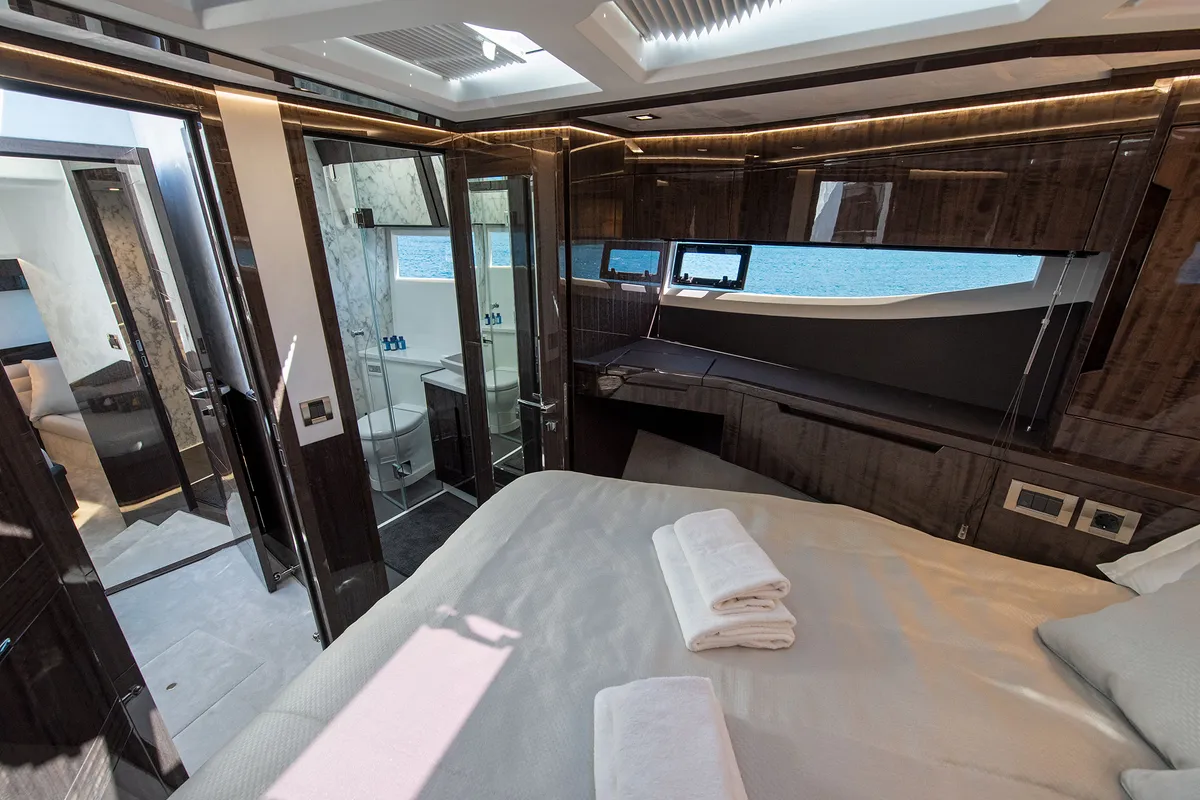Cabin on Champ Atlantis, a Galeon 500 Fly motor yacht at Grad Kaštela, Croatia