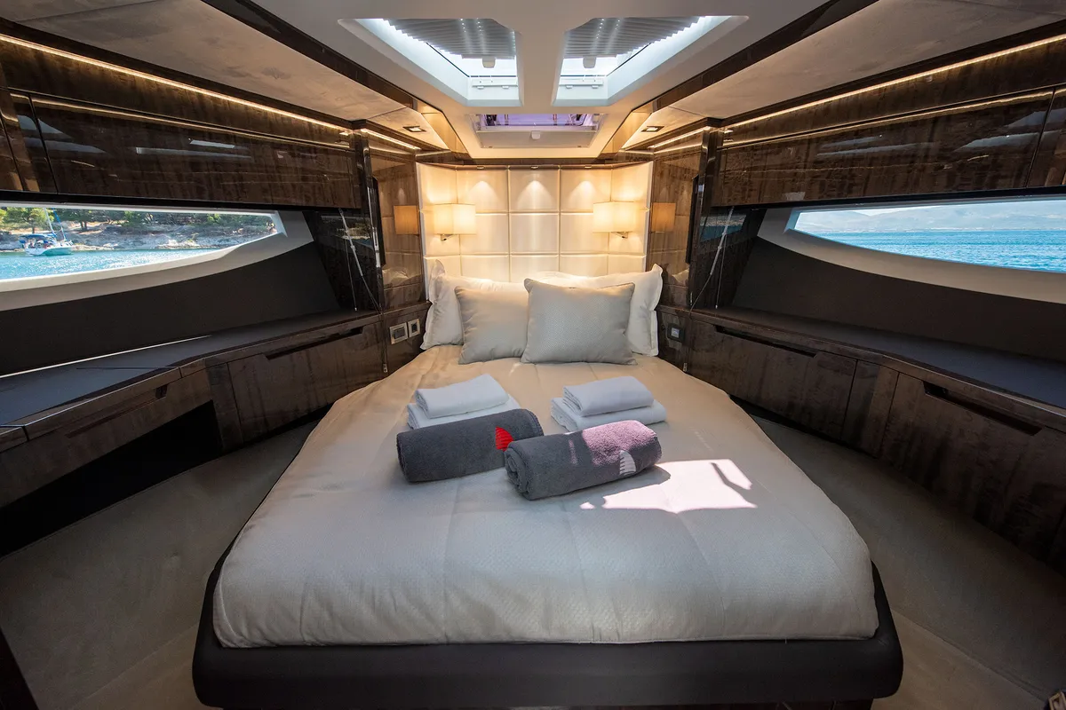 Cabin on Champ Atlantis, a Galeon 500 Fly motor yacht at Grad Kaštela, Croatia