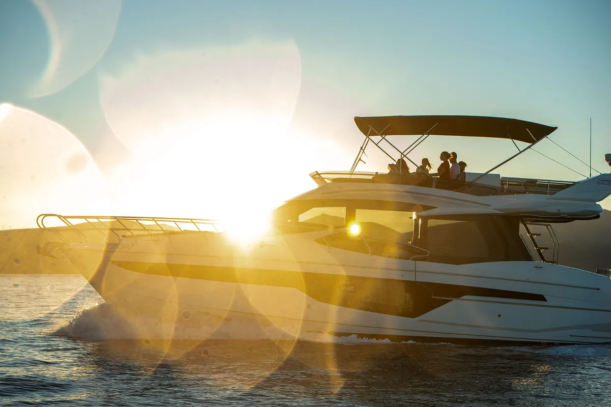 Salon of Champ Atlantis, a Galeon 500 Fly motor yacht at Grad Kaštela, Croatia