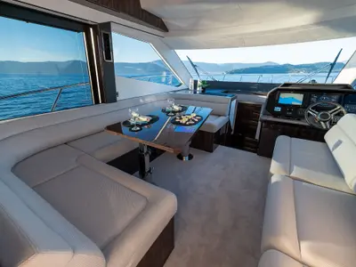 Salon of Champ Atlantis, a Galeon 500 Fly motor yacht at Grad Kaštela, Croatia