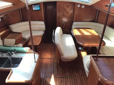 Galley of Cassiopea II, a Jeanneau Sun Odyssey 54DS sailboat at Olbia, Italy