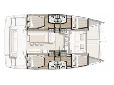 Floor plan of Private Beach, a Bali 4.1 catamaran at Primošten, Croatia